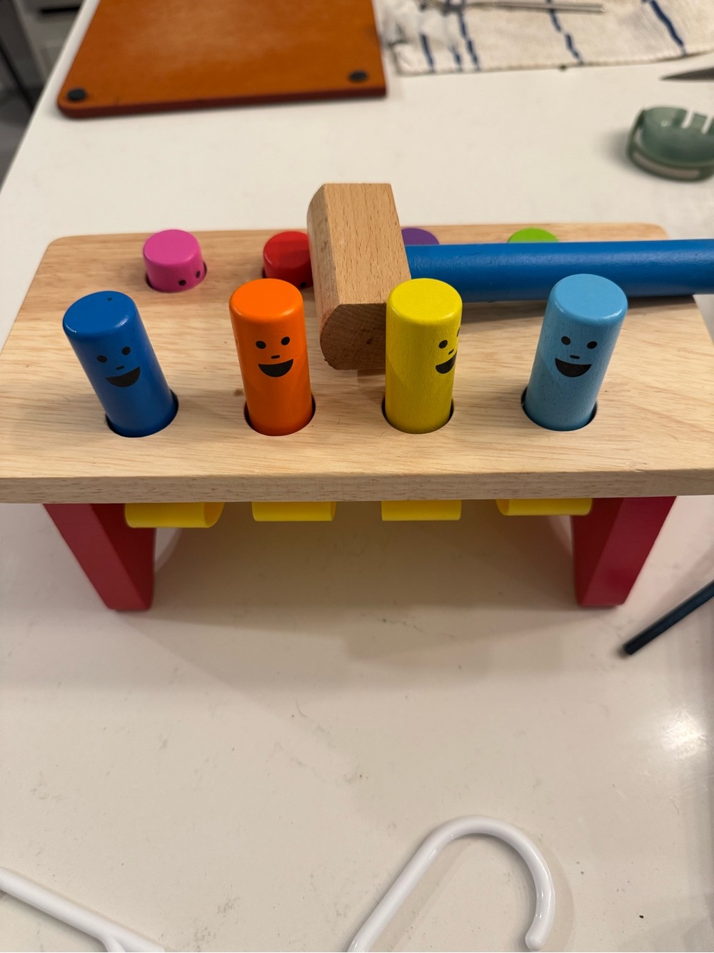 Colorful Wooden Pound & Tap Bench Toy - Multicolor